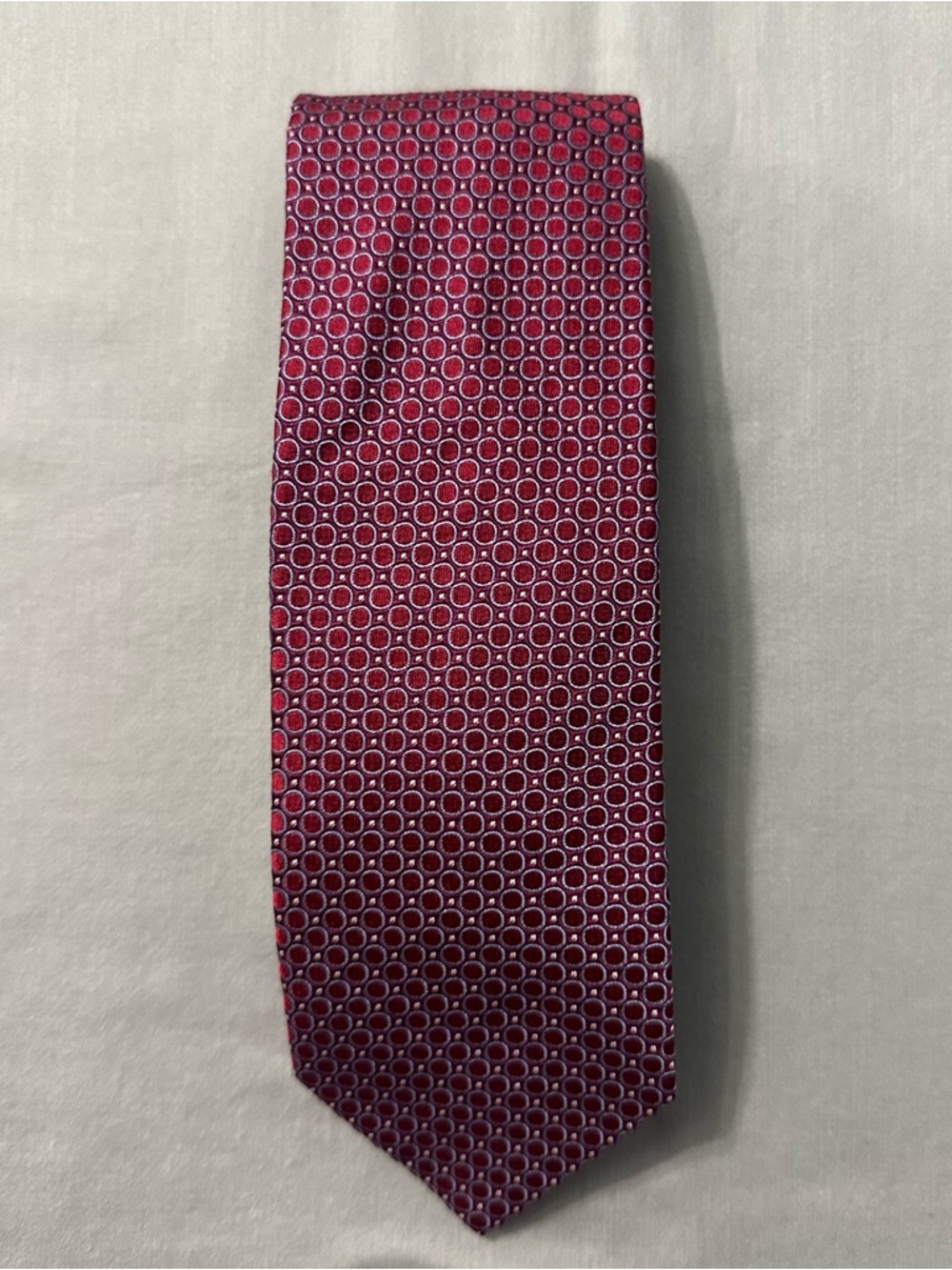Hugo Boss Burgundy Geometric Silk Tie - Made in Italy